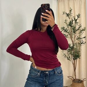 ActiveBasic Burgundy Wine Long Sleeve Top